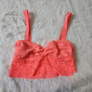 Gilly Hicks bright orange lace bralette wireless size xs